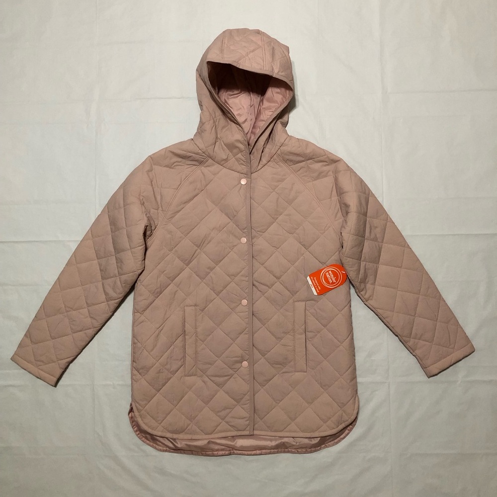 NWT Wonder Nation Girls Long Sleeve Quilted Hooded Pink Jacket XL (14-16) plus
